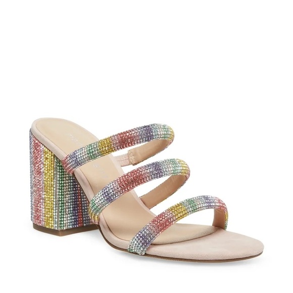 Madden Girl Dreamm Rainbow Rhinestone High Heel Sandals Size 9 - Picture 1 of 13